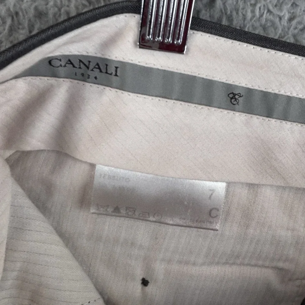 Canali Dress Pants Mens 34x28 Gray Stripe Flat Front Wool Slacks Made Italy